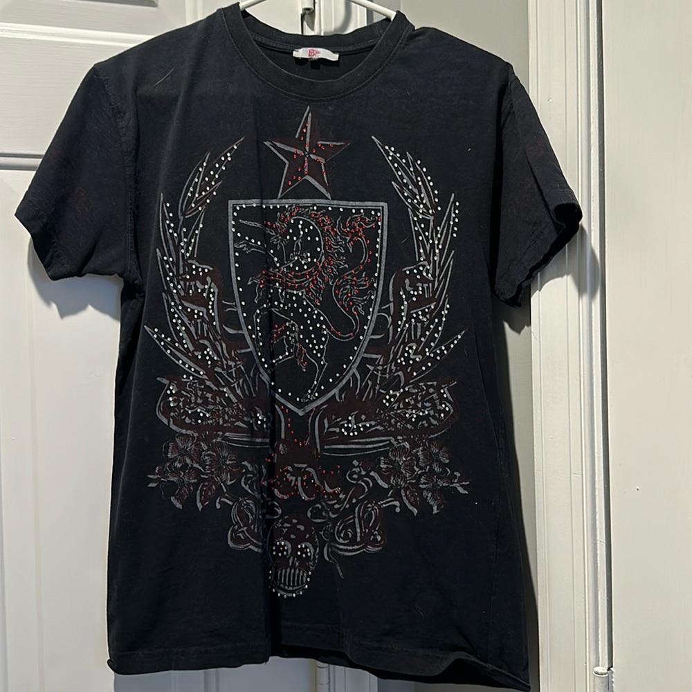BC men black beaded t shirt
